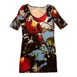 Cowcow - Orange Fruit Tree Wide Neckline Shirt
